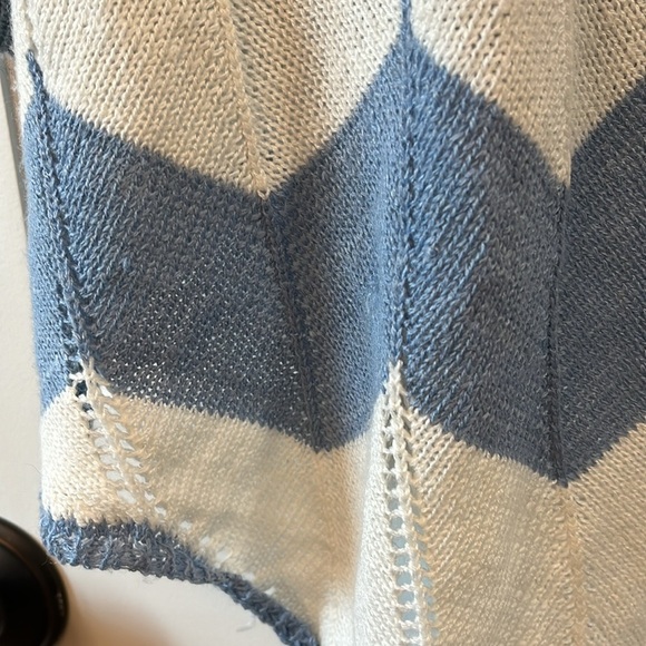 Poof Boutique Pointelle Knit Chevron Open Front Waterfall Cardigan - Size Large - Picture 6 of 12